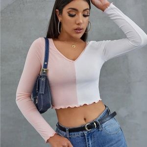 two toned women’s long sleeve